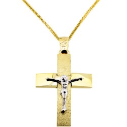 Χρυσός βαπτιστικός σταυρός Κ14 με αλυσίδα